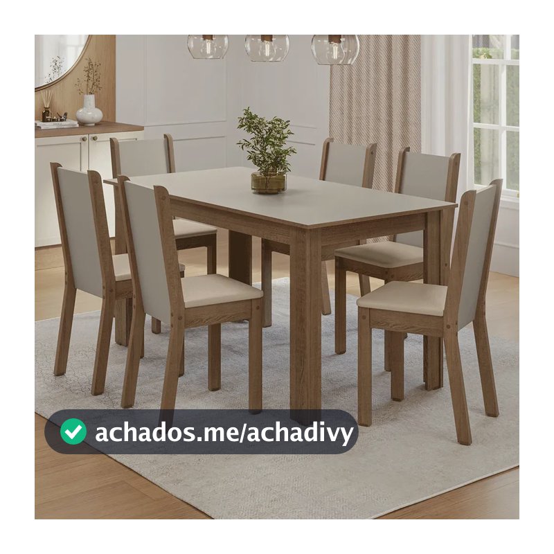 Sala Jantar Lucena Mesa Tampo Madeira 6 Cadeiras Rcsb Madesa Marrom