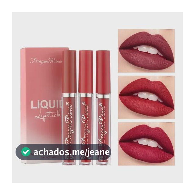 Kit 3 Batons Líquido Matte Perfect Lips Ruby Rose