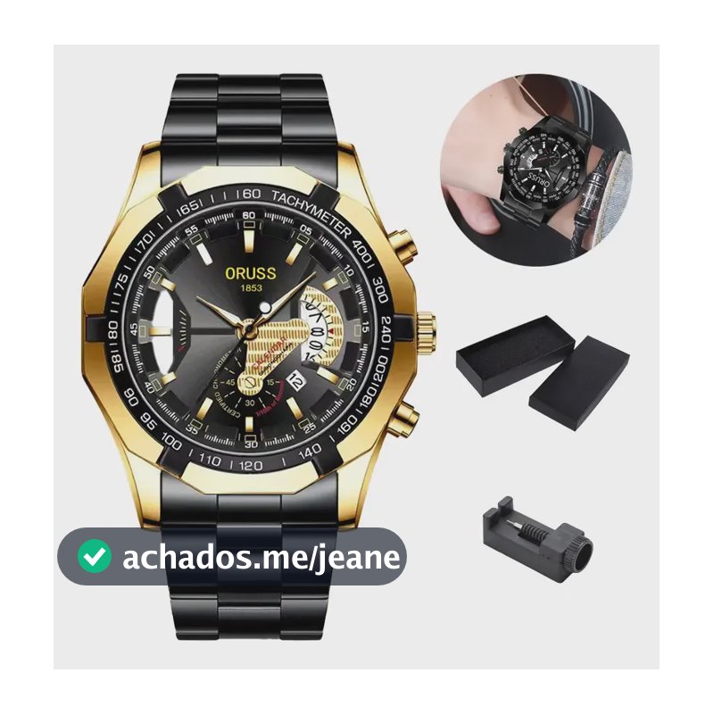 Oruss Relogio Digital Masculino À Prova D'água Bq Preto Fundo Preto-ouro