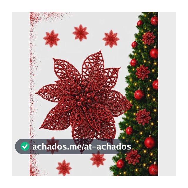 Kit C/ 12 Flor Natalina Decoração Árvore Natal Luxo Enfeite