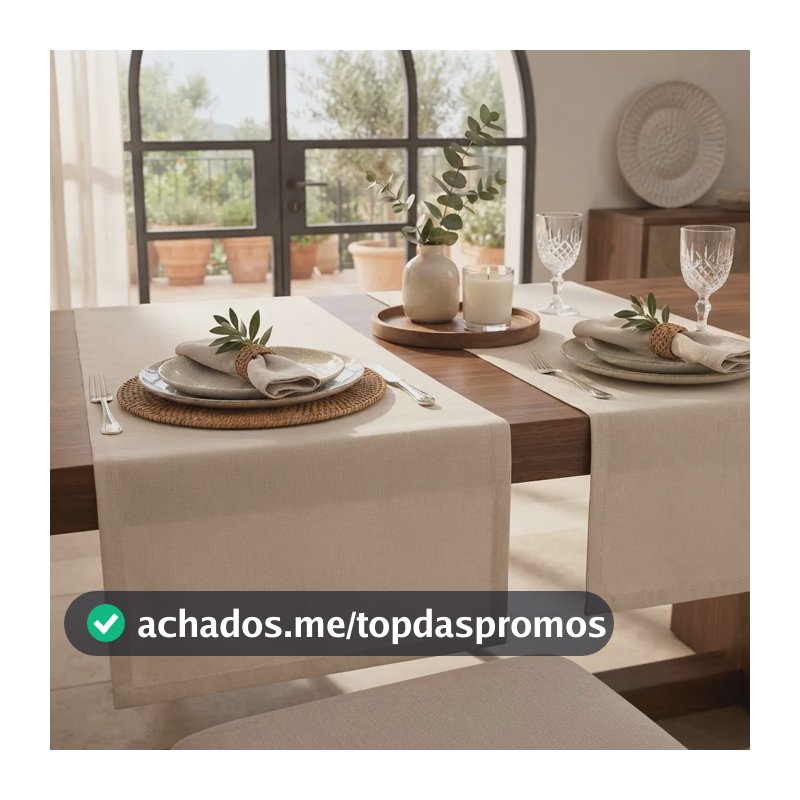 Caminho De Mesa Linho 1,40 X 40 Cm 2 Unidadades Bege Lisa