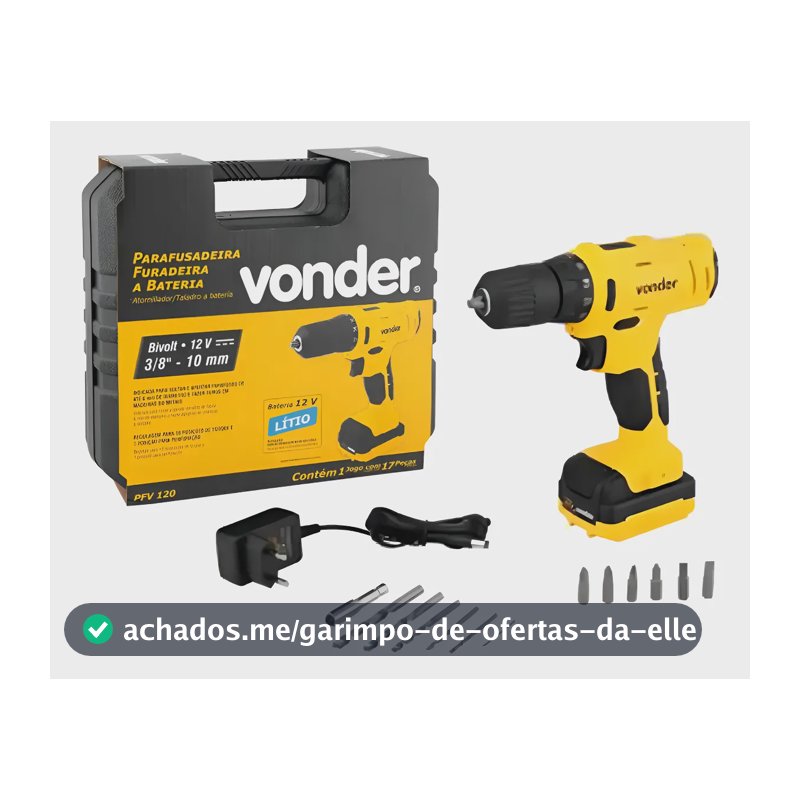 Parafusadeira Furadeira A Bateria 3/8  12 V Pfv 120 Vonder Amarelo 127/220v 50 Hz/60 Hz