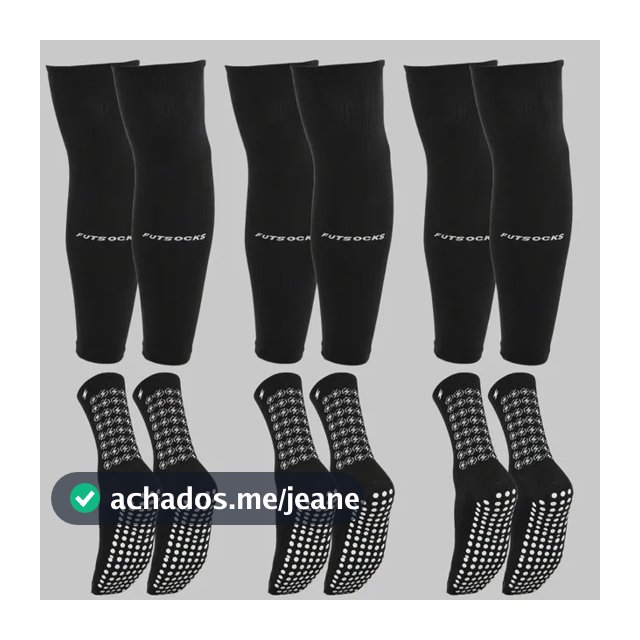 Kit 3 Pares De Meia Antiderrapante + Meião Cortado Canelito