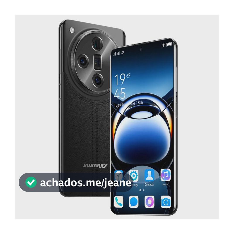 Smartphone Bobarry X7 Pro 5G 16GB+512GB Android 16 Deca Core Tela 6,82" Bateria 7000mAh Câmera Traseira 108MP + Frontal 32MP Alto-falante Estéreo Reconhecimento Facial e Digital Preto
