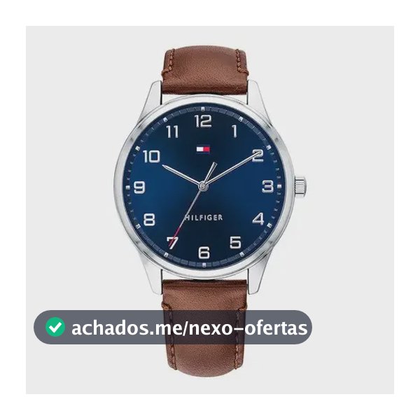 Relógio Tommy Hilfiger 1791659 Cor de malha original: cor de moldura marrom, cor de fundo prateada, cor de fundo azul
