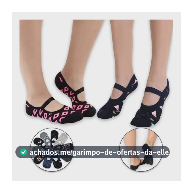 6 Pares Meia Sapatilha Antiderrapante Pilates Hidroginástica Preto Diversas Estampas Enviadas Aleatoriamente 36, 38