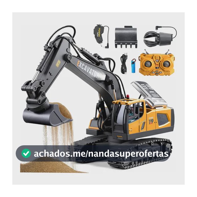 Escavadeira De Controle Remoto 3 Em 1 Com Uma Bateria Amarelo