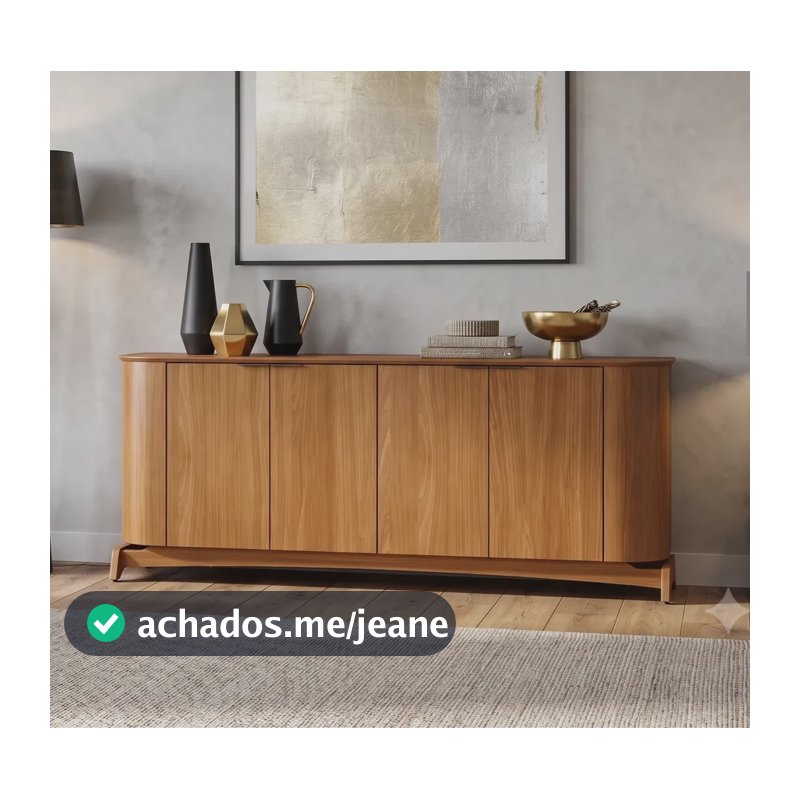 Buffet Aparador Curvo Em Mdf 4 Portas 160cm Com Pés Em