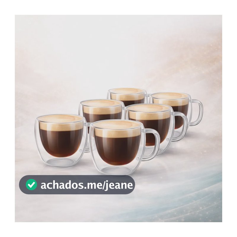 Kit 6 Xícaras Vidro Duplo Térmico Café 80ml Premium Luxo Transparente