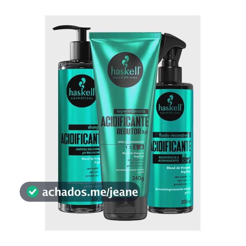 Kit Haskell Acidificante Sh 300ml Másc 240gr E Fluido 200ml