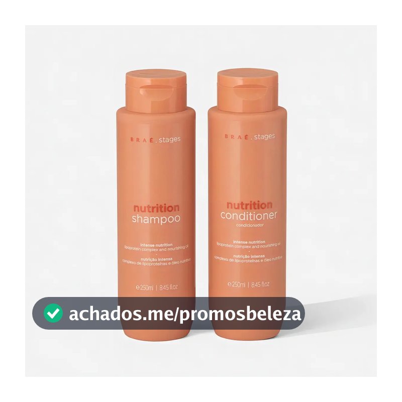 Kit Braé Stages Nutrição: Shampoo e Condicionador para Cabelos Ressecados e sem Vida