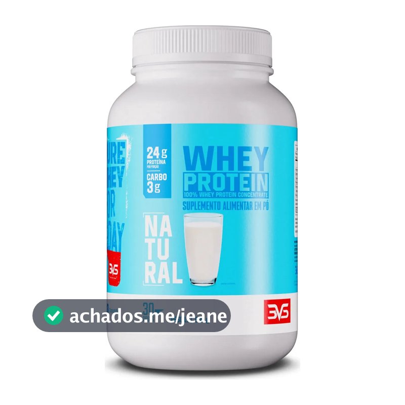 100% WHEY Protein Concentrado 900g Sabor Natural - Proteína 100% Pura - 3VS Nutrition
