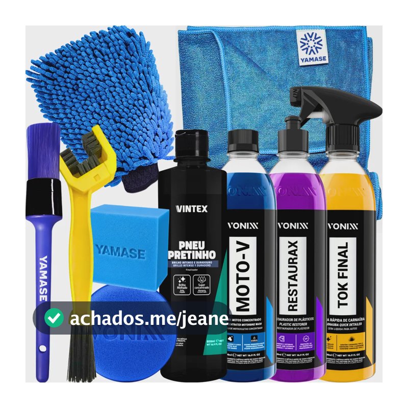 Kit Para Lavar Moto Tok Final Moto-v Restaurax Pneu Pretinho Preto