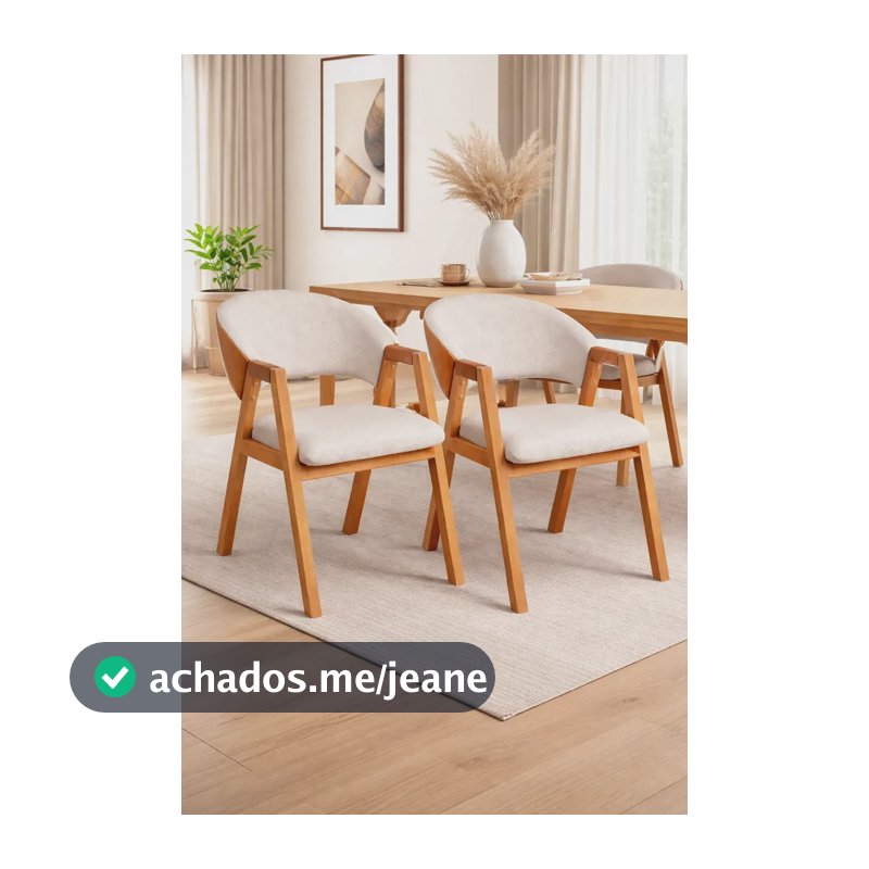 2 Cadeiras Para Sala De Jantar Braço De Madeira Maciça Confortável Design Sofisticado - Dorti Estofados
