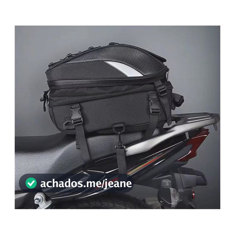 Mochila Bau Para Moto Porta Capacete 37l Alforge Traseiro Preto