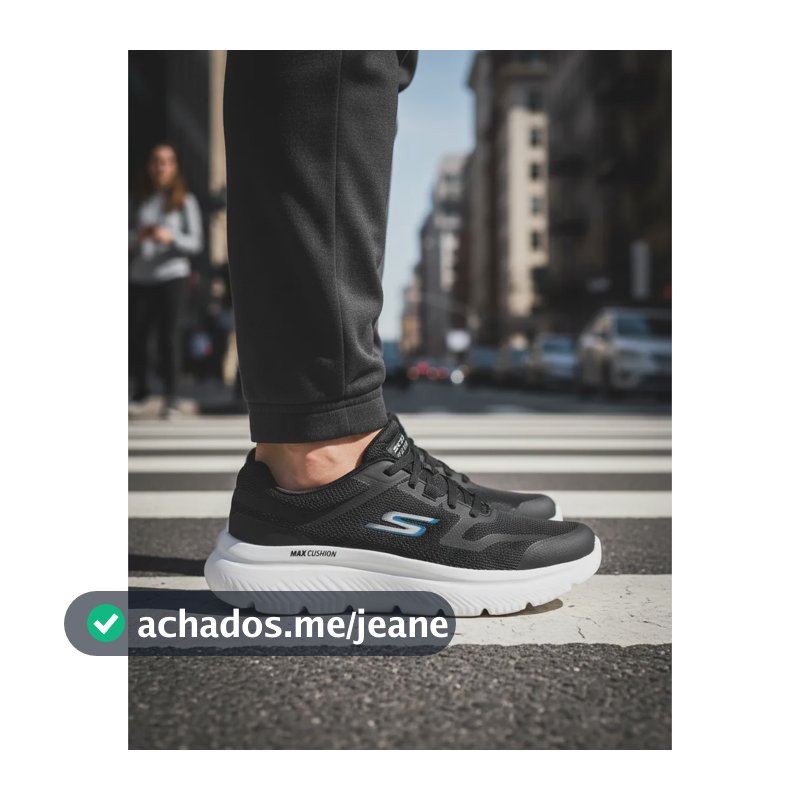 Tênis Masculino Max Cush Skechers Preto Liso 41 Br