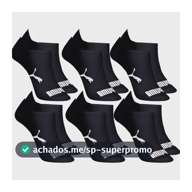 Kit 6 Pares Meias Invisível Puma Sapatilha Adulto Original