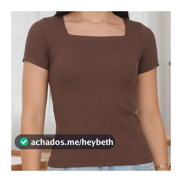 Blusa Feminina Manga Curta Decote Quadrado Básica Baby Look