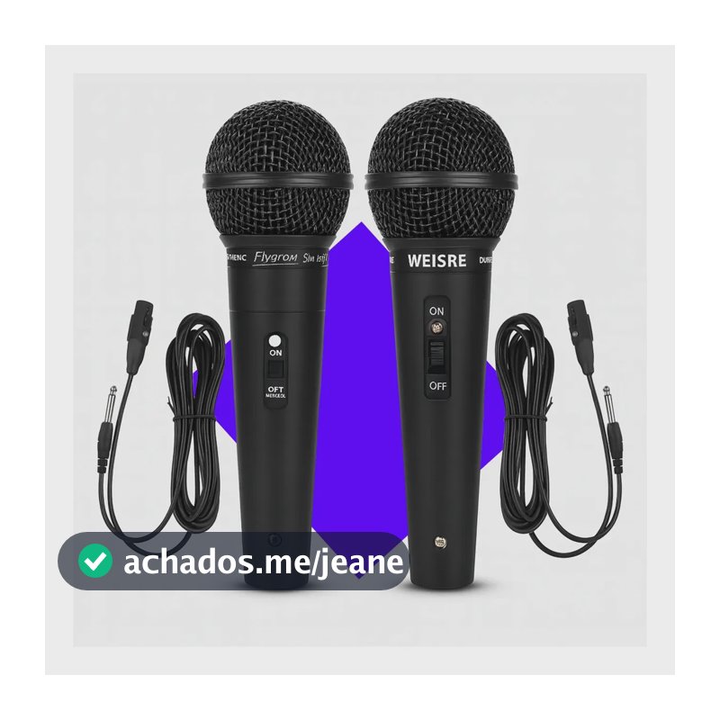 Kit 2 Microfones Profissional Duplo Dinâmico Karaoke Igreja Palestras Com Fio Micgeek