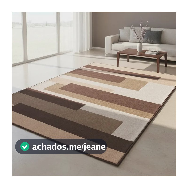 Tapete 200x140 Para Sala E Quarto Aveludado Tabaco Linhas Madeira