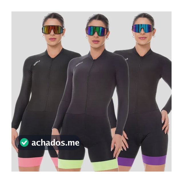 Macaquinho Ciclismo Feminino Manga Longa Forro Gel Macacão