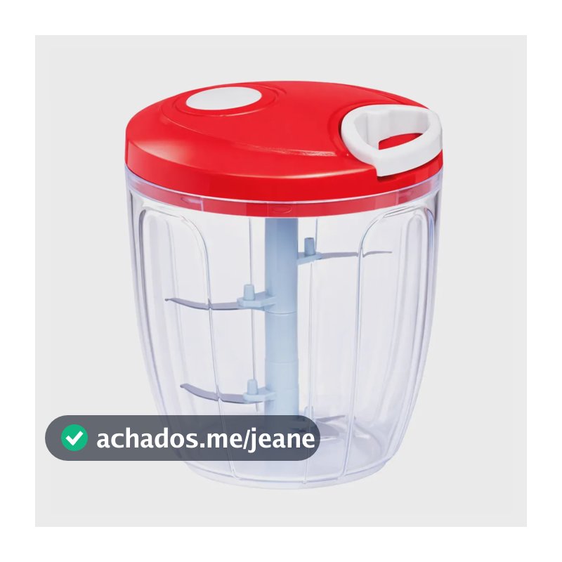 Triturador Processador Manual 900ml 5 Lâminas Inox Multiuso Alimentos Legumes Prático Cozinha