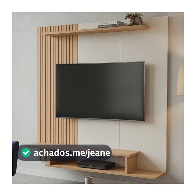 Estante Para Tv 55 Painel Ripado Com Prateleira E Nicho Sala Bege