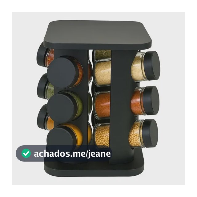 Porta-Tempero Giratório com 12 Potes de Vidro Preto
