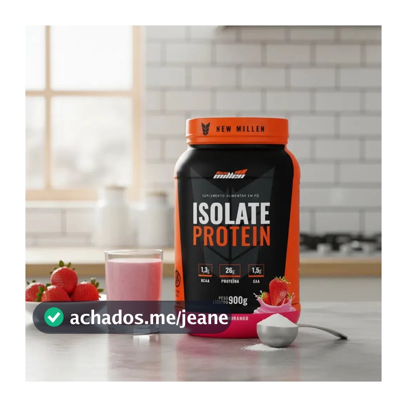 Proteína New Millen Premium Whey Isolado Isolate em pó sabor Morango x 900g