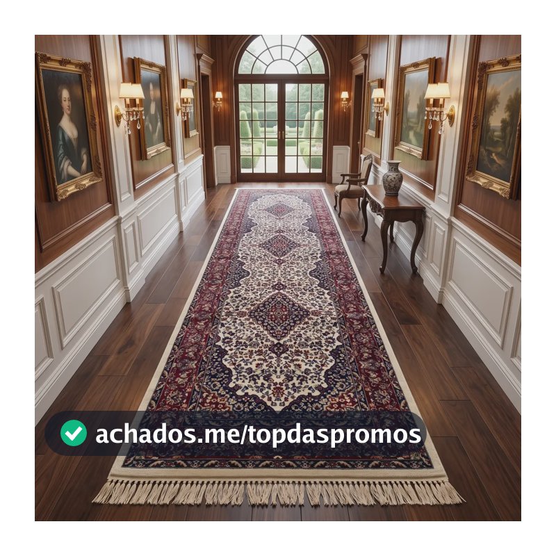 Tapete Passadeira Mumbai Persa 66x220 Indiana Alto Padrão 2.2 M 66 Cm 66x220 Bege Vermelho Azul Mumbai 09