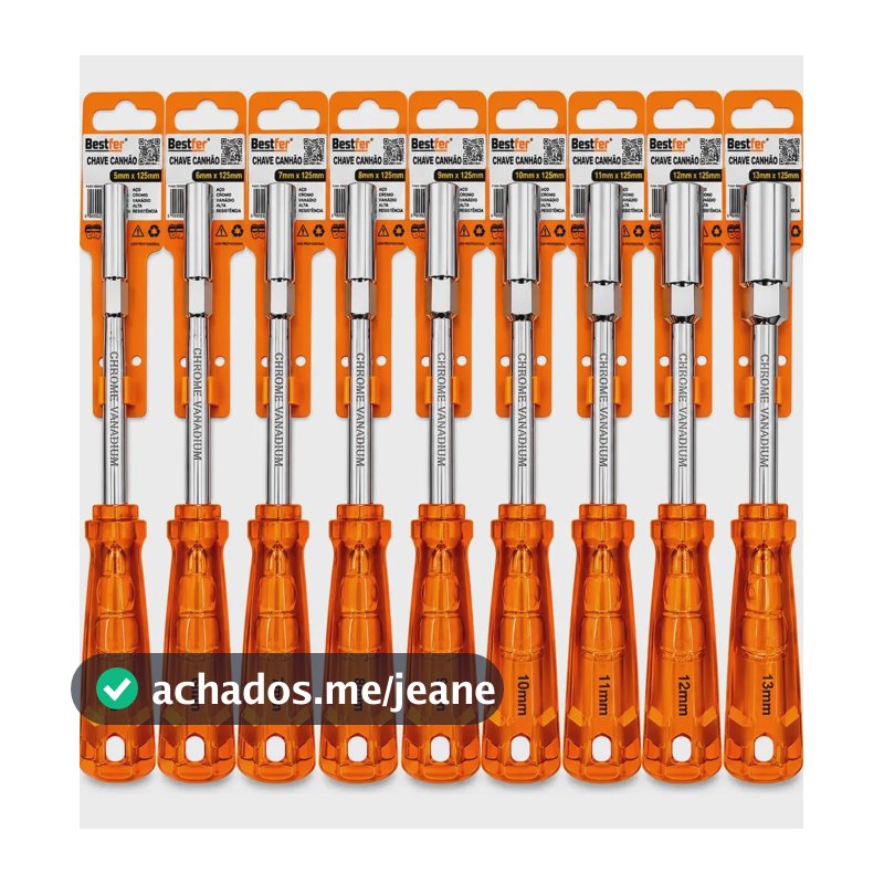 Jogo Chave Canhão Kit 9 Peças 5 A 13 Mm Alta Qualidade Laranja