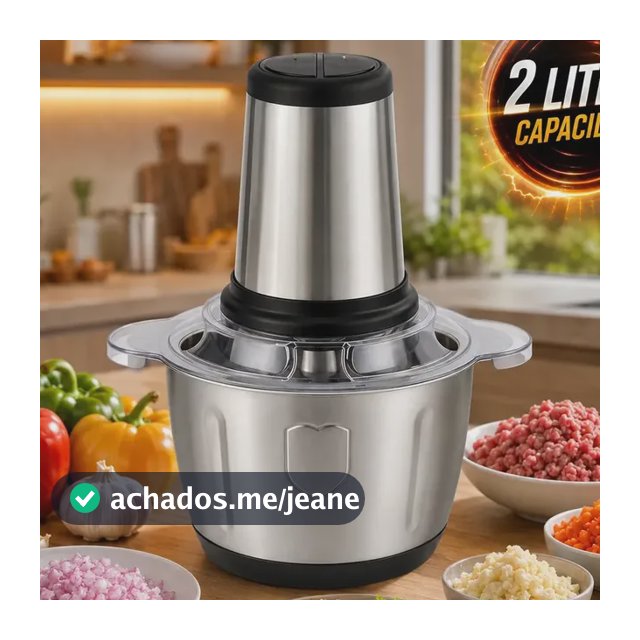 Multiprocessador Triturador Elétrico 2 Litros Inox Processador De Alimentos Moedor Carne Alho Legumes Cozinha Prático Potente 1200w Prateado 220v
