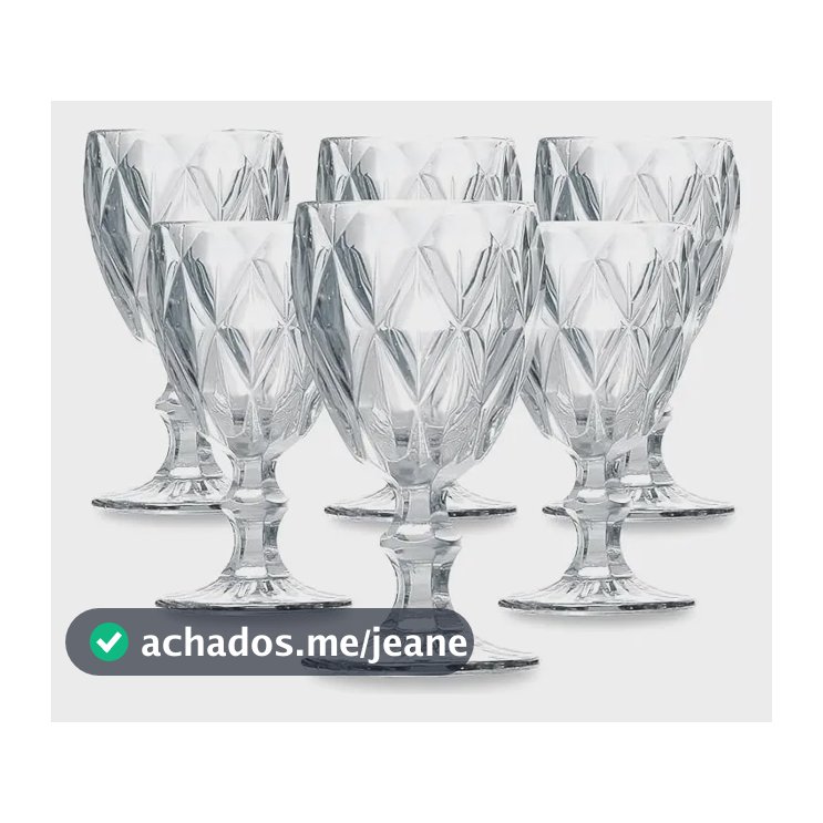 Conjunto de Taças de Vidro 340ml Diamond Line - 6 Peças Transparente