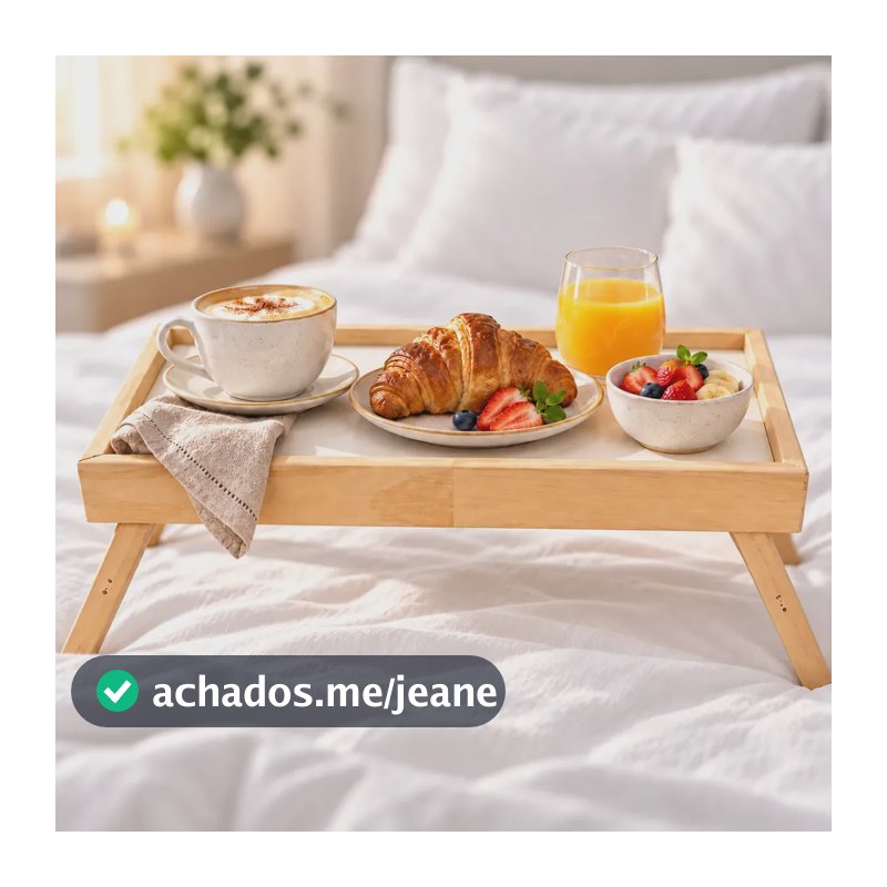 Bandeja Retrátil Para Café da Manhã de Madeira Com Pés Dobráveis