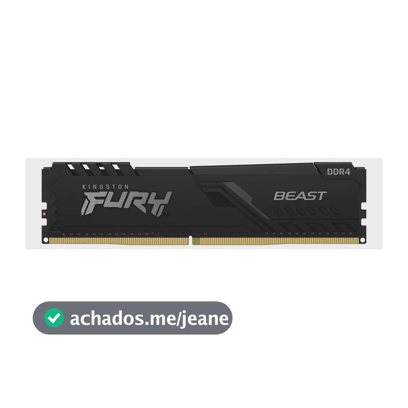 Memória Ram Para Pc Ddr4 16gb 3200mhz Cl16 (1x16gb) Kingston Fury Beast Kf432c16bb/16 Udimm Cor Preta