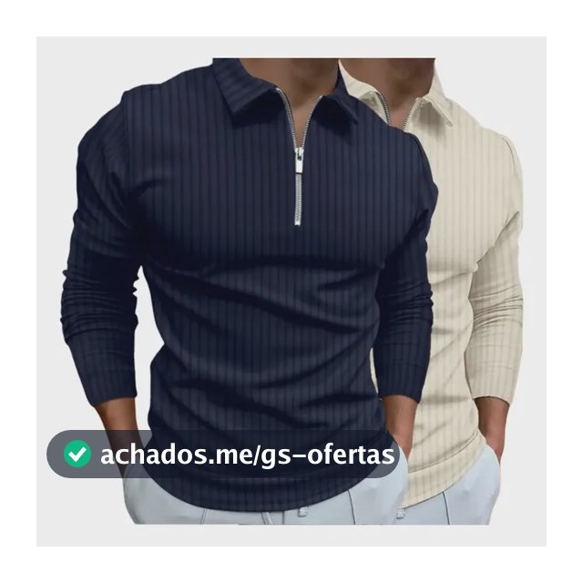 Kit 2 Camisas Polo Manga Longa Blusa Masculina Zíper