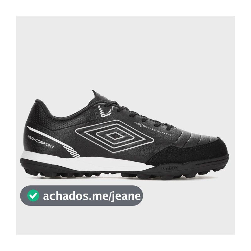 Chuteira Umbro Society Neo Comfort Treino Jogo Confortável Preto 41 Br