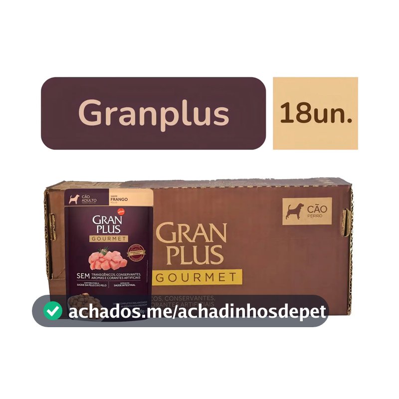 Alimento saches Gran Plus Gourmet Para Cão Adulto cx com 18 un.