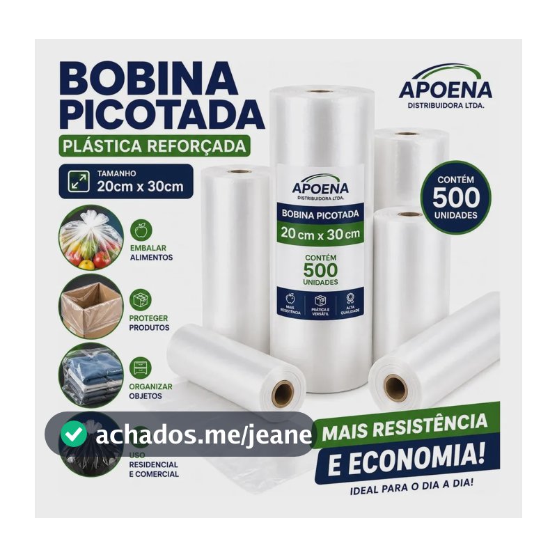 Bobina Picotada Saco Plástico 500 Sacos 20x30 Transp Freezer