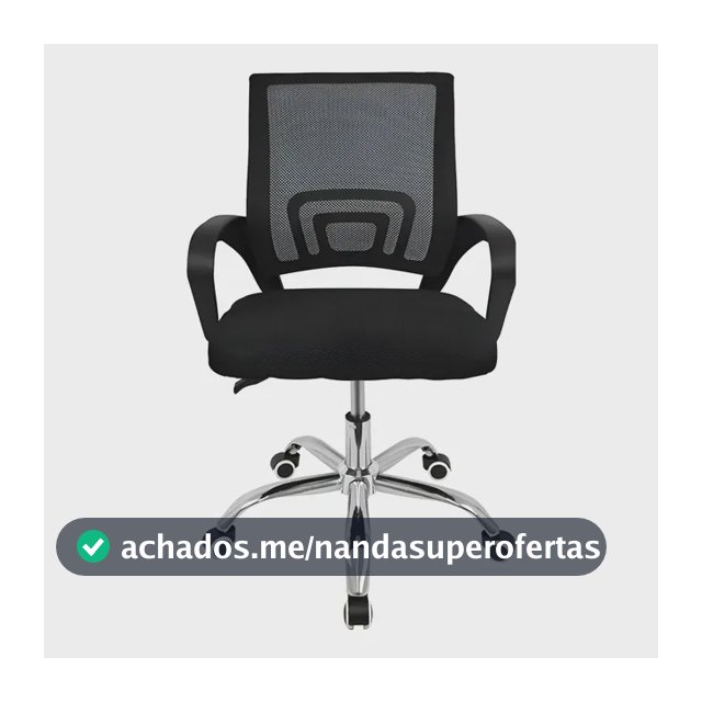 Cadeira de Escritório Rivatti Santiago Base Cromada Ergonômica Preta com Estofado de Mesh