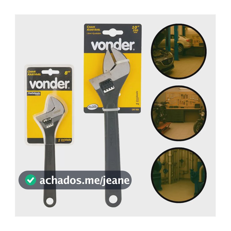 Kit Chave Ajustável 8 E 10 Inglesa Fosfatizado Preto Vonder Fosfotizado