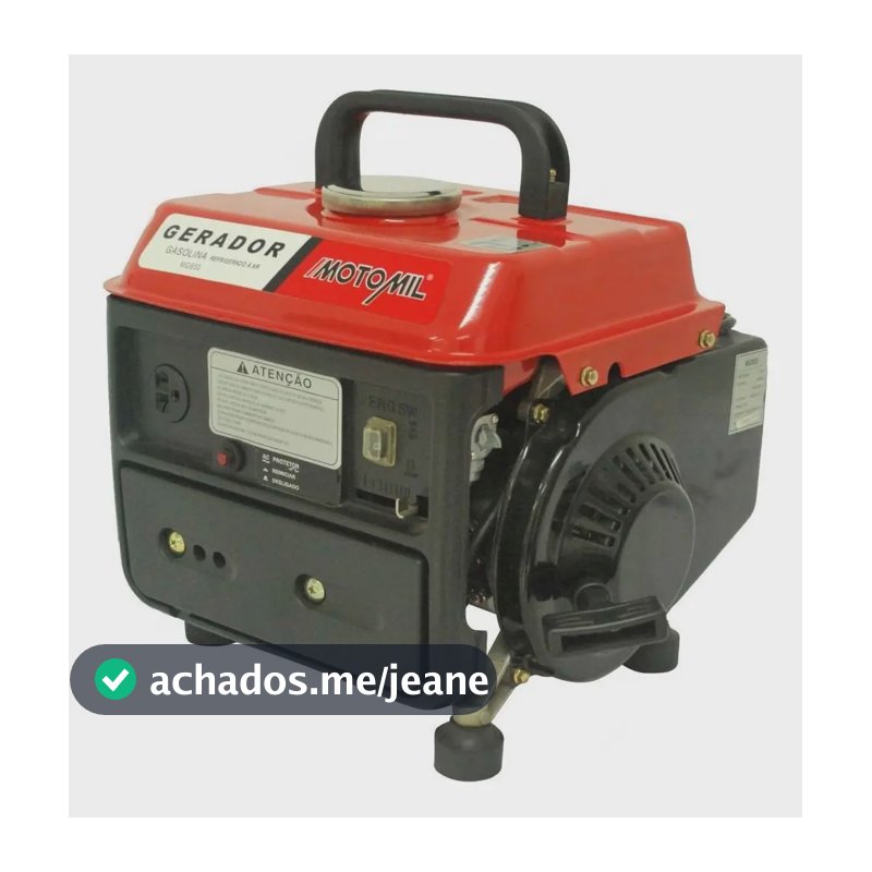 Gerador Gasolina 800w 220v Motomil Mg-950 63cc 4.5L Autonomia 6.5h
