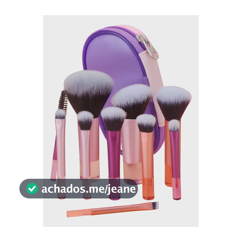 Kit De Pincéis Maquiagem 10 Mini Com Estojo Multicolor