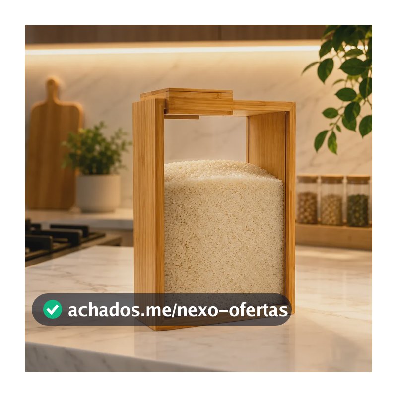 Organizador De Mantimentos Acrílico E Tampa De Bambu Cozinha Bambu