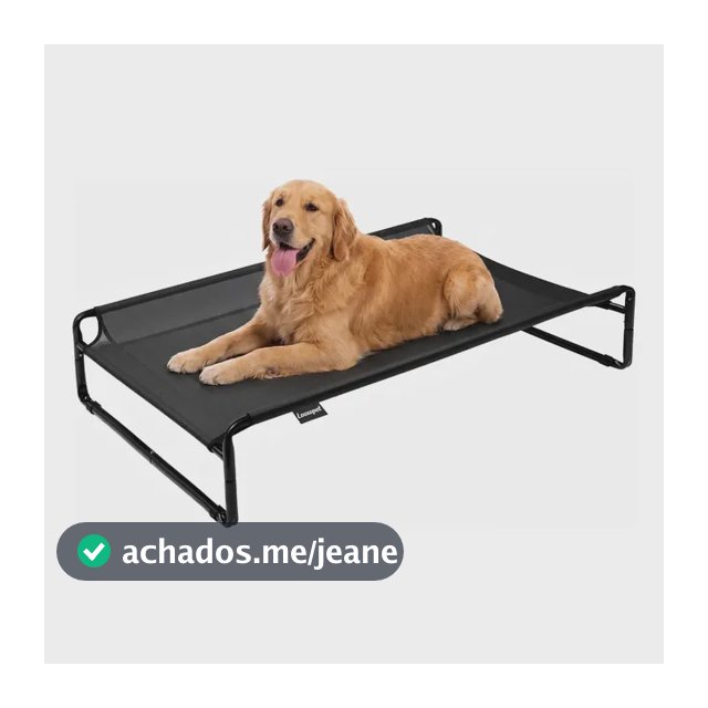 Cama Suspensa Grande Cachorros Looxopet Textilene Preto 110x77x21cm