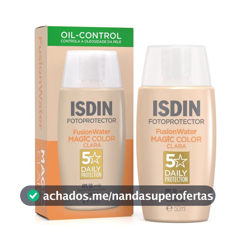 ISDIN Protetor Solar Facial Fusion Water Magic Color FPS 50 – Cor Clara - 50ml