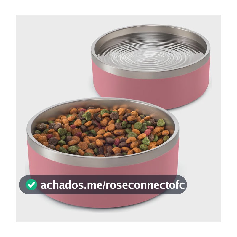 Kit 2 Comedouros Cachorro Pet Aço Inox 946ml Madog Rosa