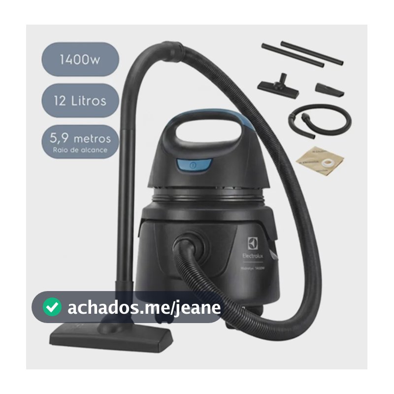 Aspirador de Pó e Água Electrolux 1400W 12 Litros 5,9 raio de ação Compacto Potente Função Sopro protetor térmico AWD01