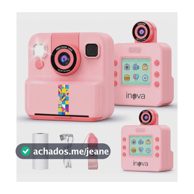 Câmera Fotográfica Infantil Impressora Instantânea Foto, 1080p Fotos Vídeo Digital De Alta Definição, Jogos Divertidos, Presentes Para Crianças, Para Crianças Dos 3 Aos 12 Anos Cor Rosa