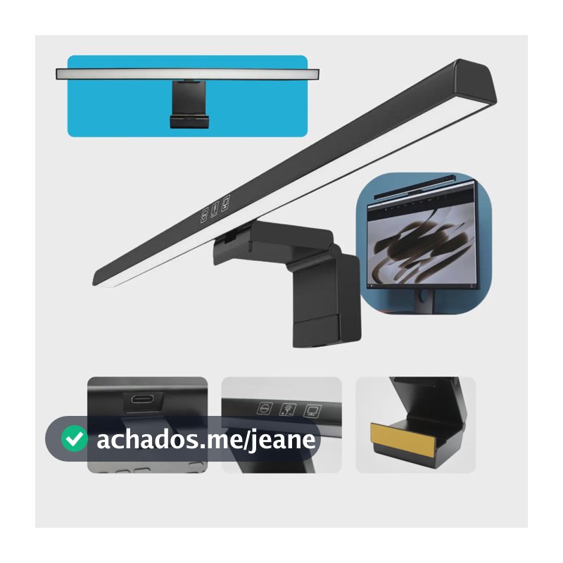 Luminária Light Bar Diggicom LED para Monitor de 50 cm com 3 Cores e Brilho Regulável
